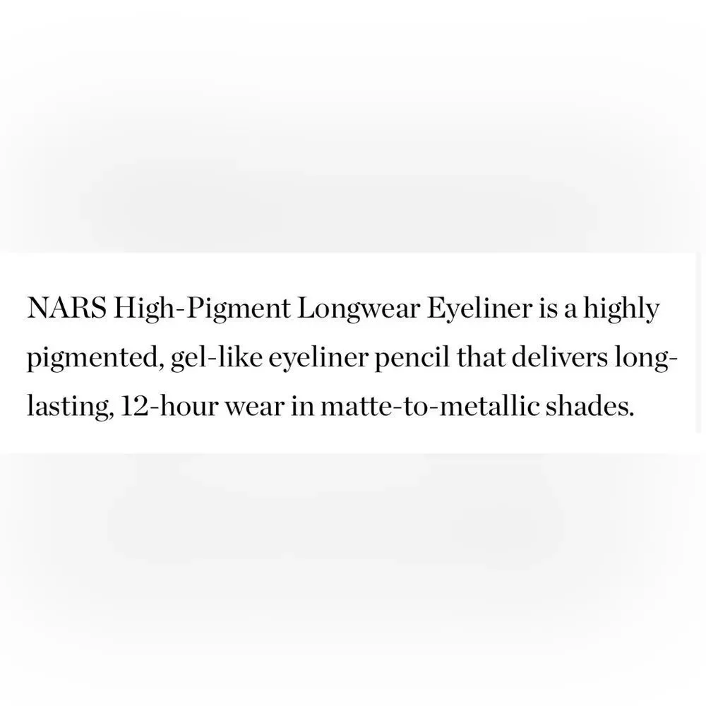 NARS High-Pigment Eyeliner VIA VENETO Black 👁 NEW Liner High Pigment